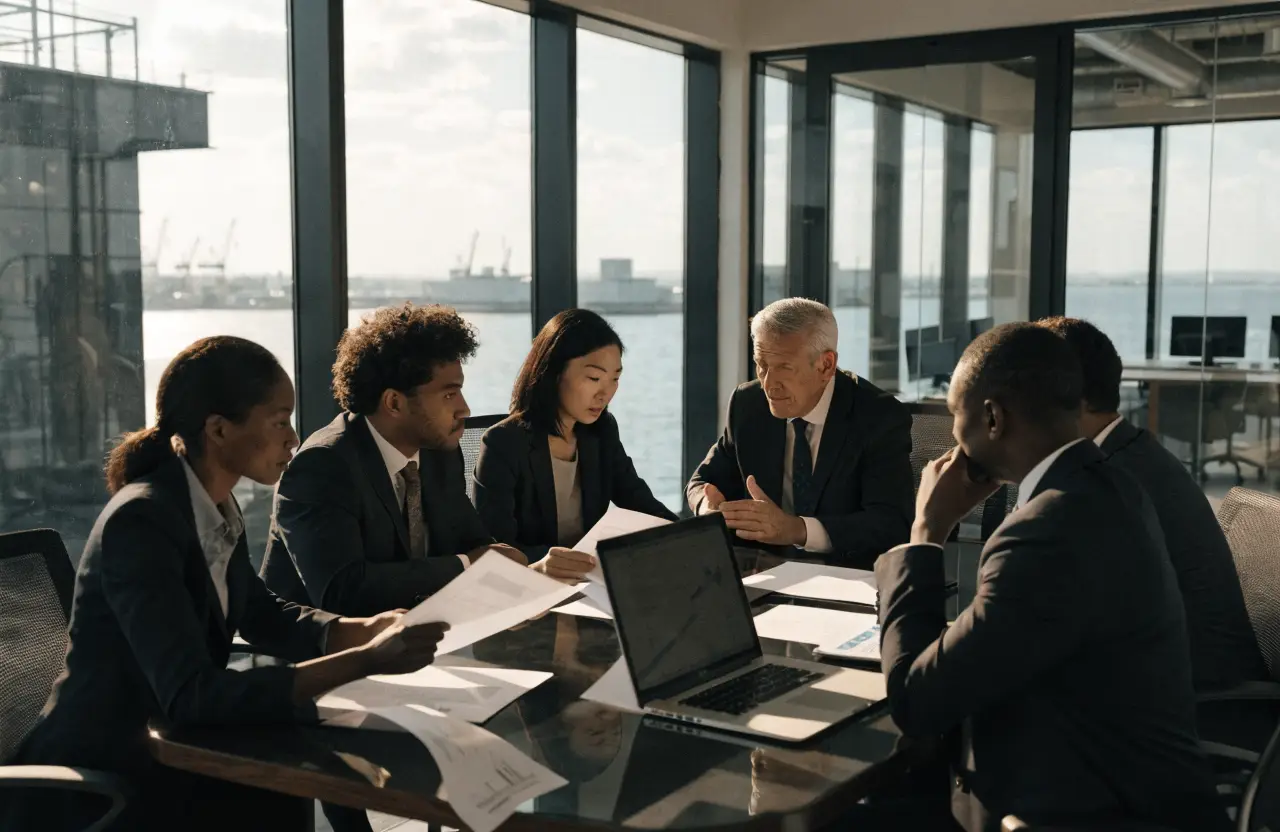 Arhan Trade team meeting with partners in a modern office